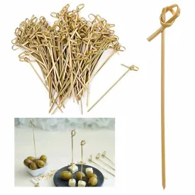 200 Ct Bamboo Knotted Skewers Disposable Cocktail Party Sticks With Knot