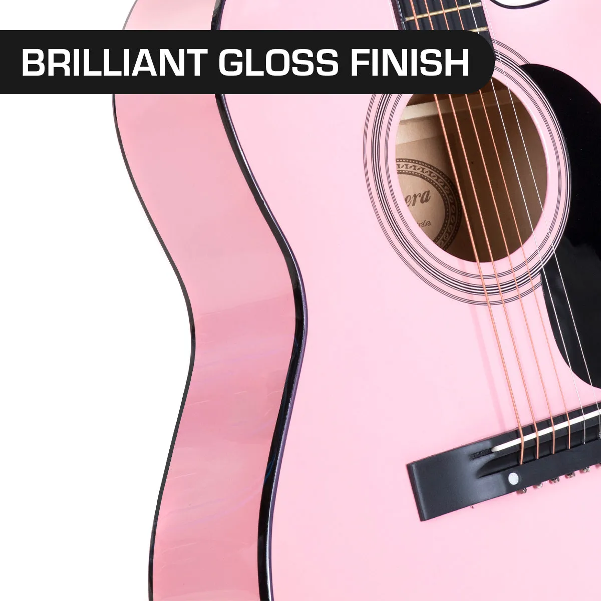 40in Pink Cutaway Acoustic Guitar Set, Gloss Finish, Karrera