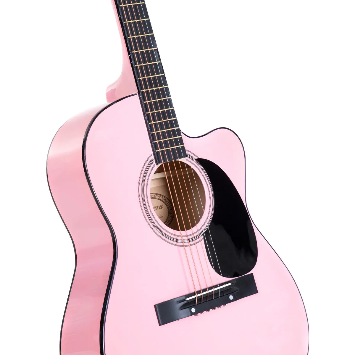 40in Pink Cutaway Acoustic Guitar Set, Gloss Finish, Karrera