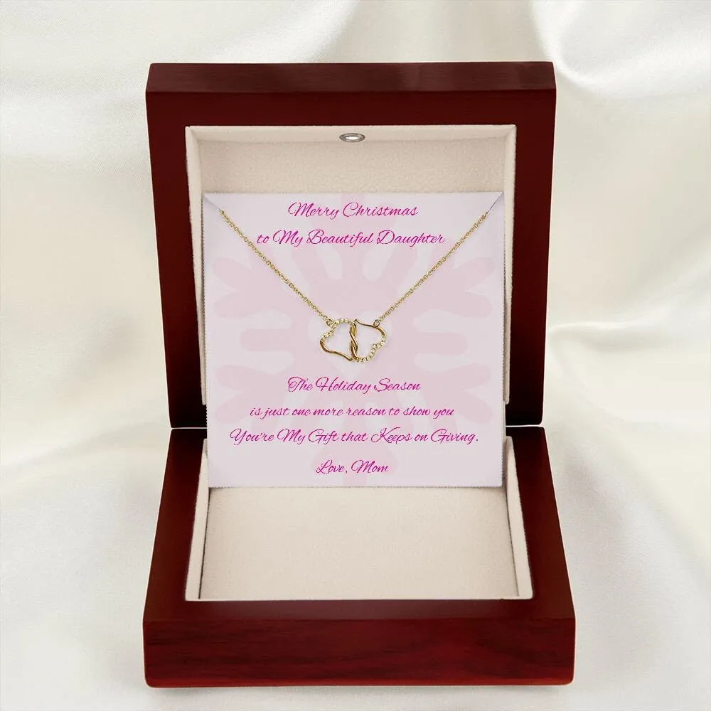 Christmas Gift to Daughter, Diamond Gold Hear Necklace for Daughter from Mom, Daughter Holiday Gift