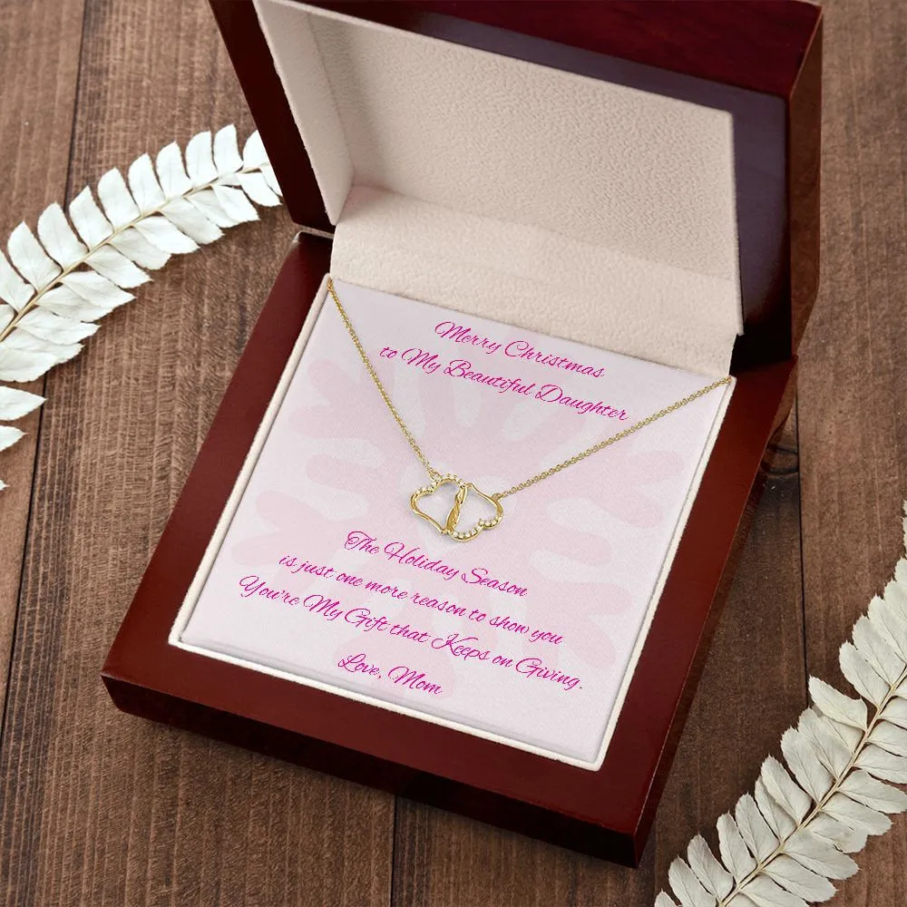 Christmas Gift to Daughter, Diamond Gold Hear Necklace for Daughter from Mom, Daughter Holiday Gift