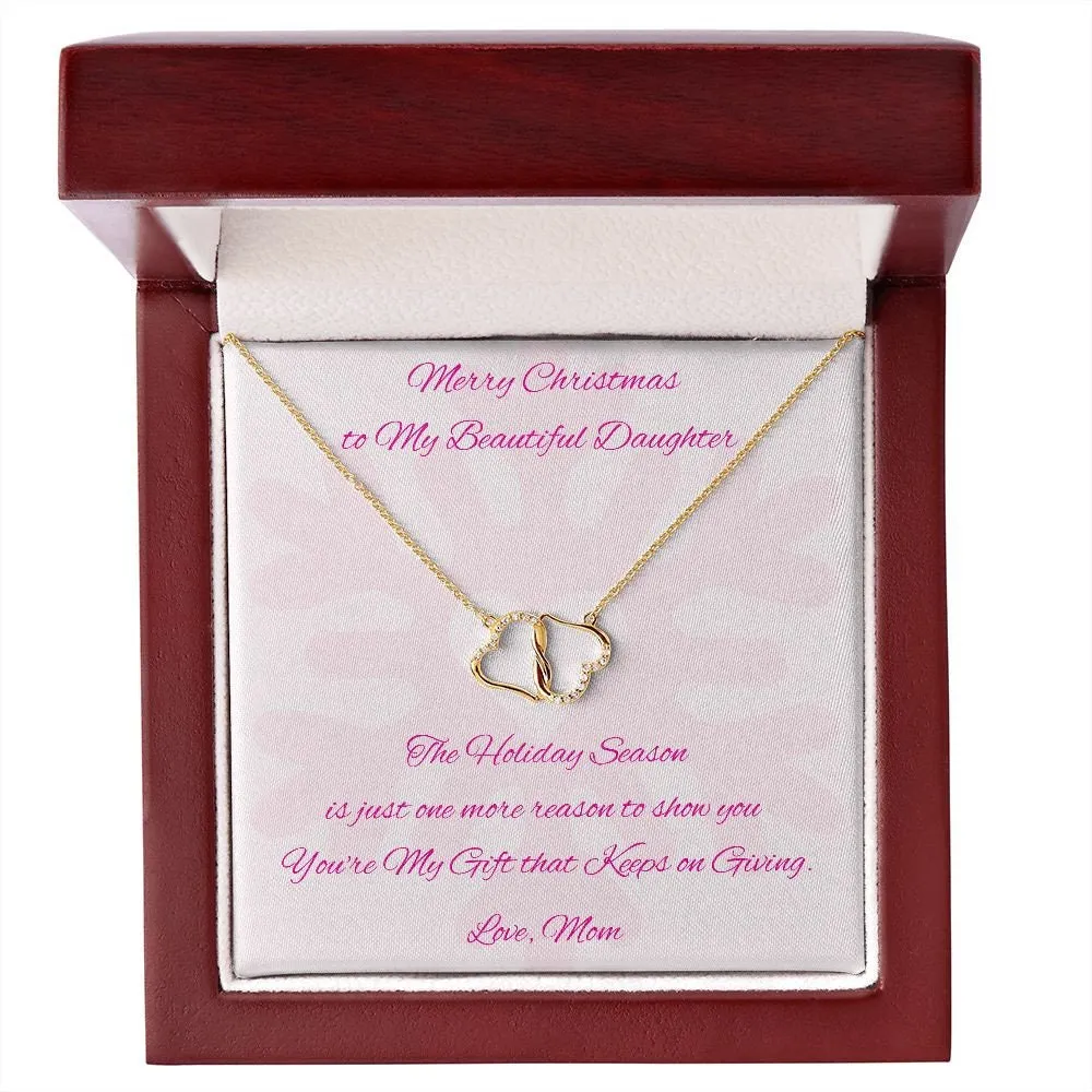 Christmas Gift to Daughter, Diamond Gold Hear Necklace for Daughter from Mom, Daughter Holiday Gift
