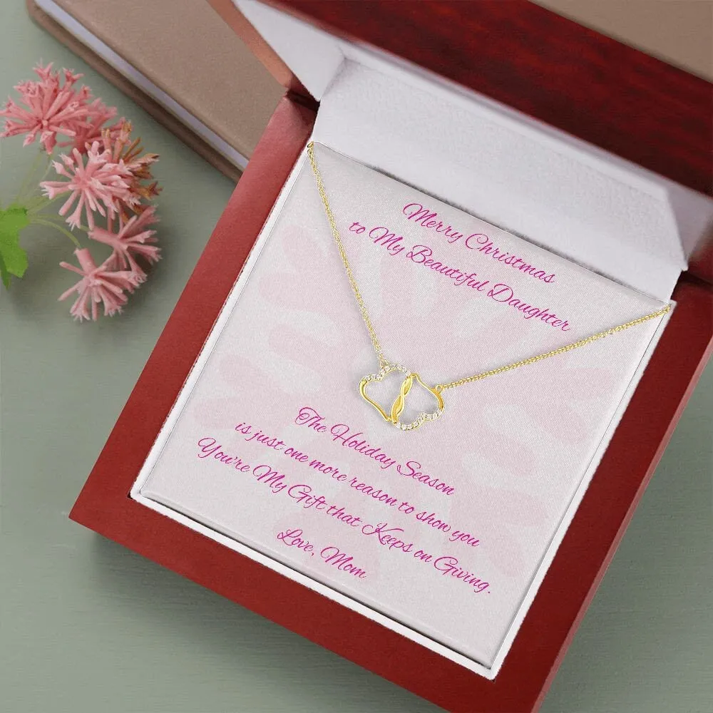Christmas Gift to Daughter, Diamond Gold Hear Necklace for Daughter from Mom, Daughter Holiday Gift