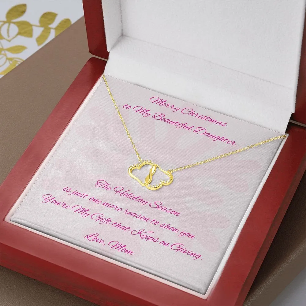 Christmas Gift to Daughter, Diamond Gold Hear Necklace for Daughter from Mom, Daughter Holiday Gift