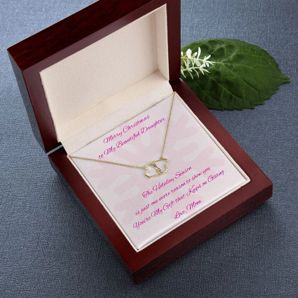 Christmas Gift to Daughter, Diamond Gold Hear Necklace for Daughter from Mom, Daughter Holiday Gift