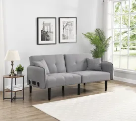 Couch.com Folding Ottoman Sofa Bed With Stereo Gray Fabric, Fabric Construction, Dark Gray Finish by Couch.com