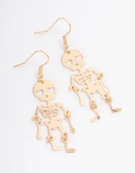 Gold Skeleton Drop Earrings
