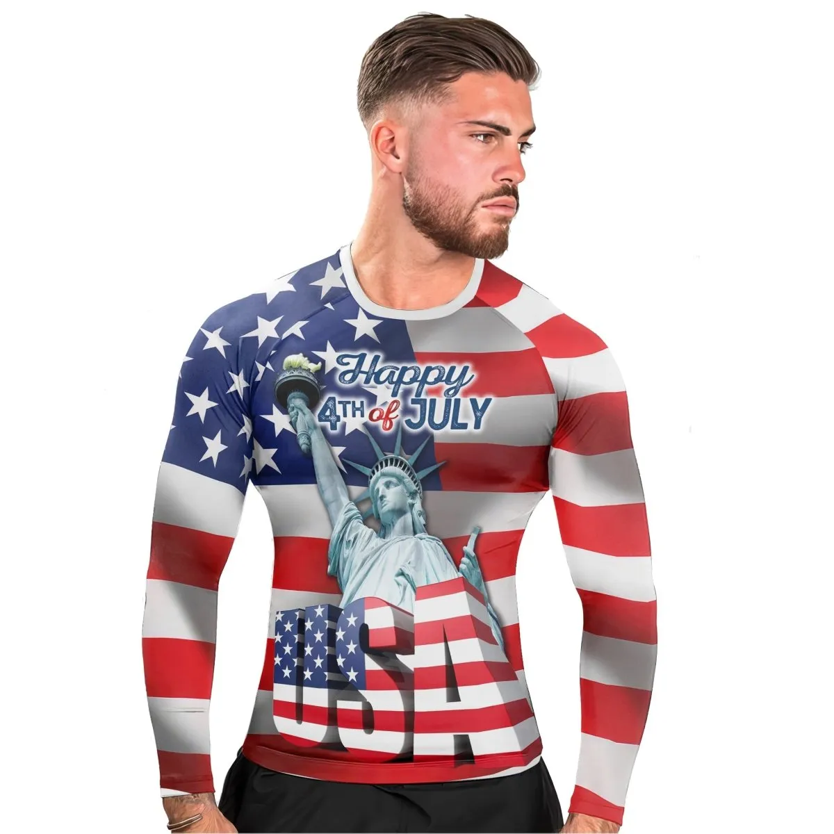 Happy Fourth Of July Men's Long Sleeve Rash Guard