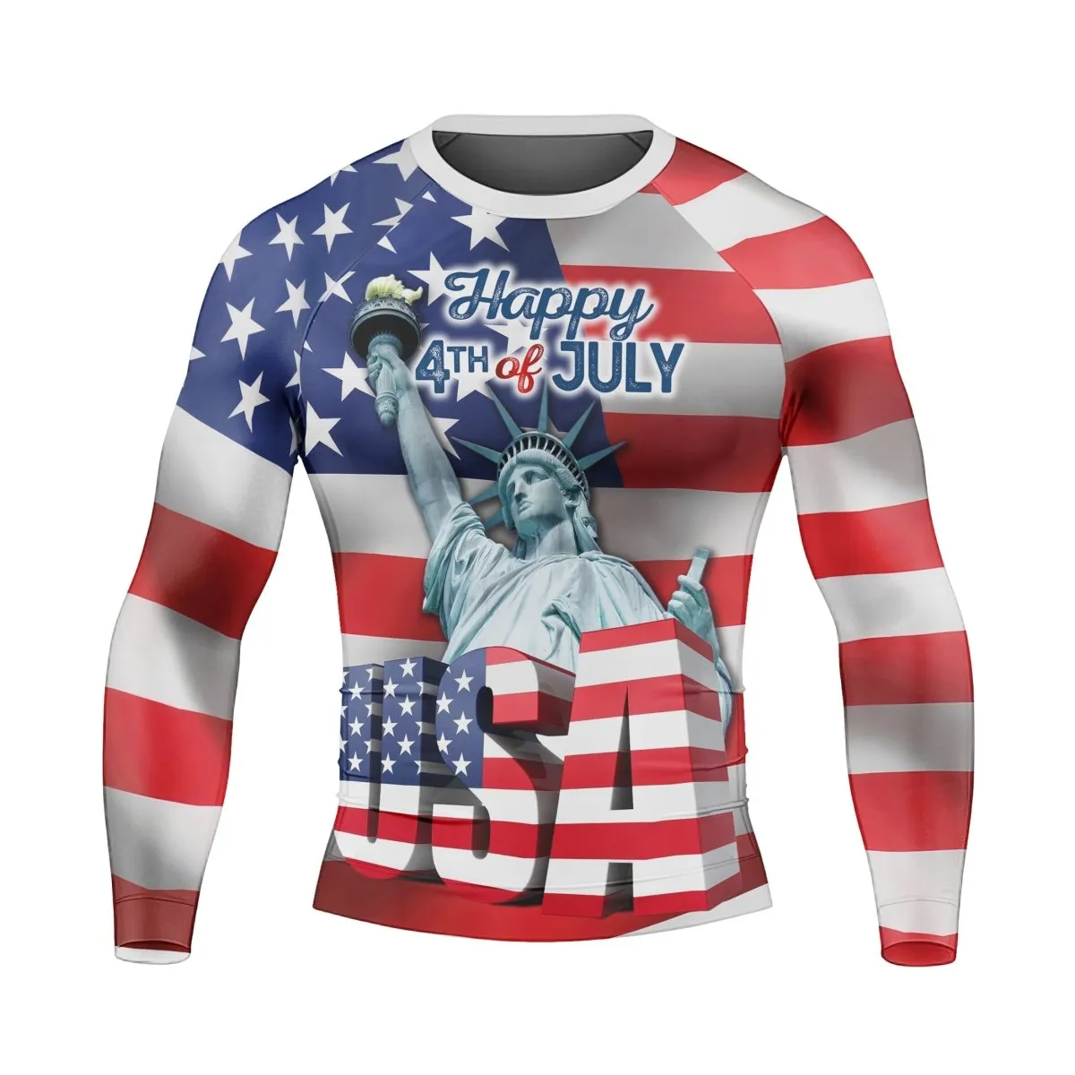 Happy Fourth Of July Men's Long Sleeve Rash Guard