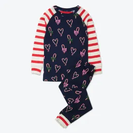 Hatley Candy Cane Hearts Organic Cotton Raglan Pajama Set
