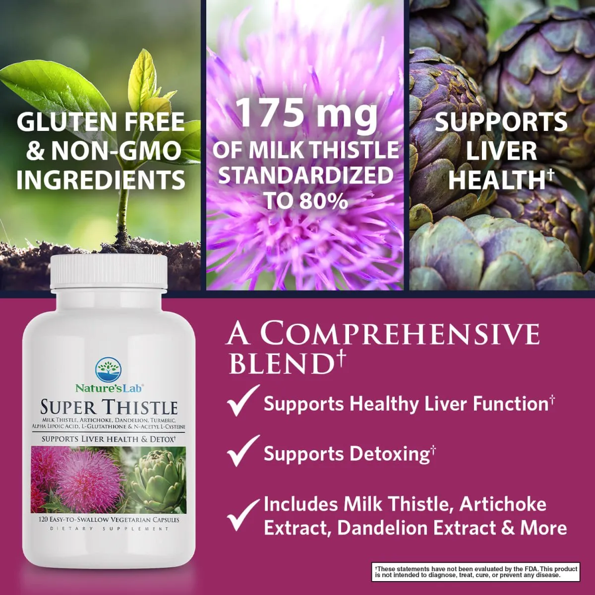 Nature's Lab Super Thistle - 120 Capsules