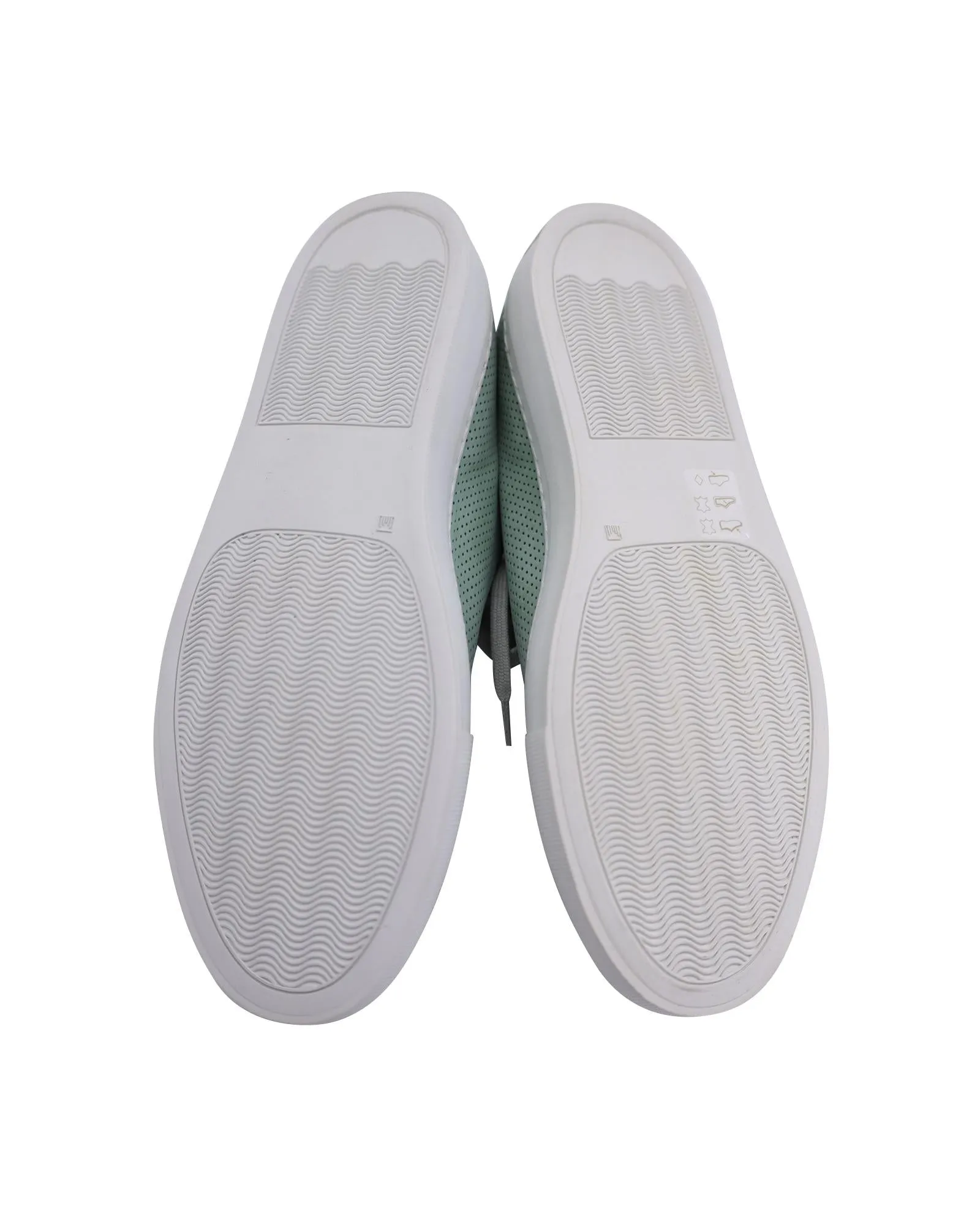 Perforated Teal Calfskin Leather Sneakers with Gold Embossed Detailing
