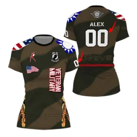 Personalized Veteran Airforce Flying Tiger Women's Short Sleeve Rash Guard