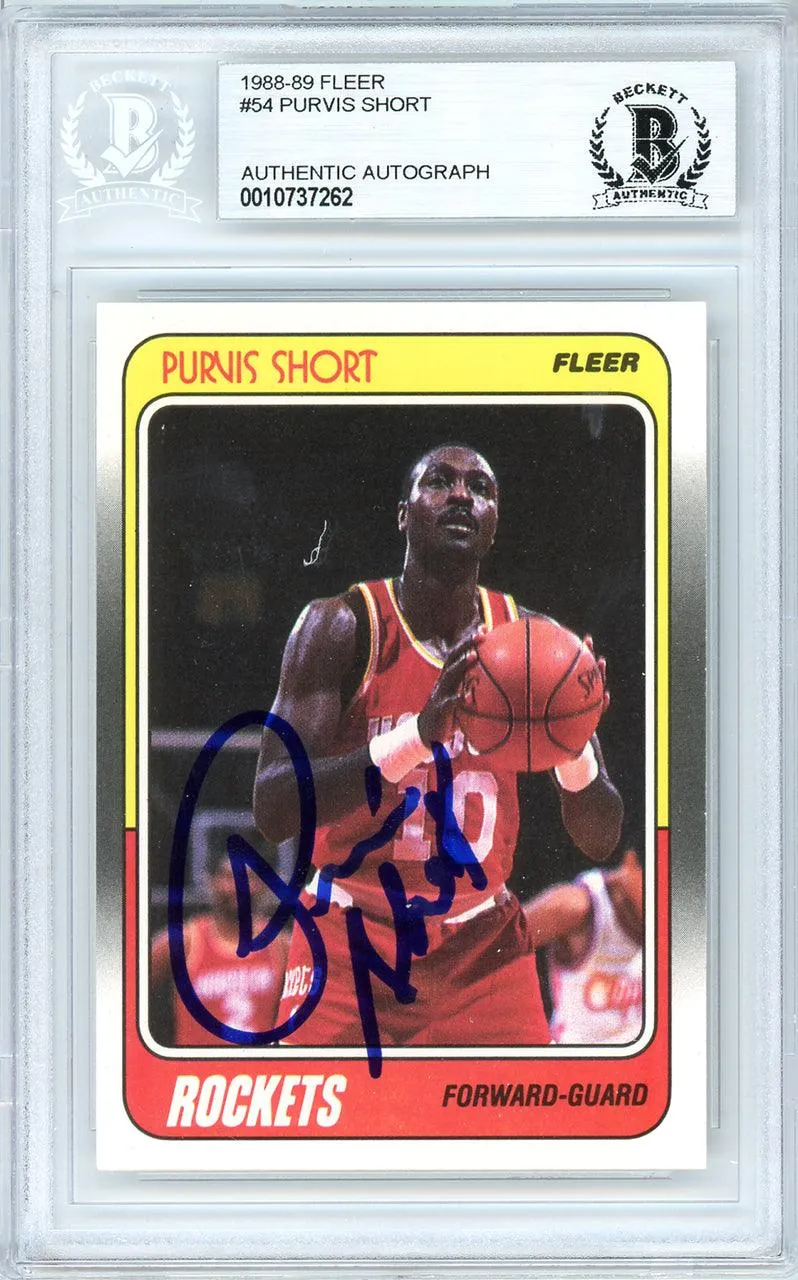 Purvis Short Autographed 1988-89 Fleer Card #54 Houston Rockets Beckett BAS #10737262