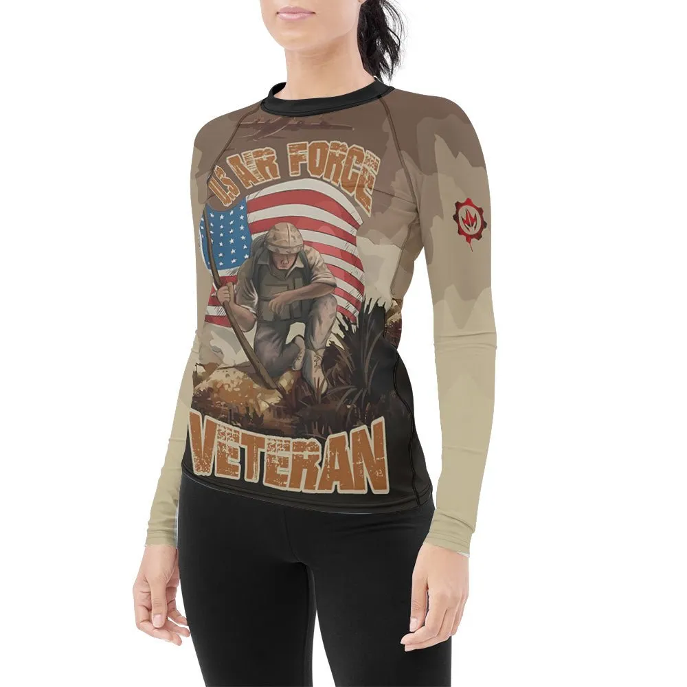 USA Air Force Veteran Women's Long Sleeve Rash Guard