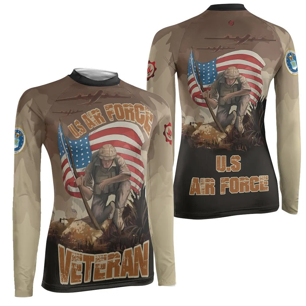 USA Air Force Veteran Women's Long Sleeve Rash Guard