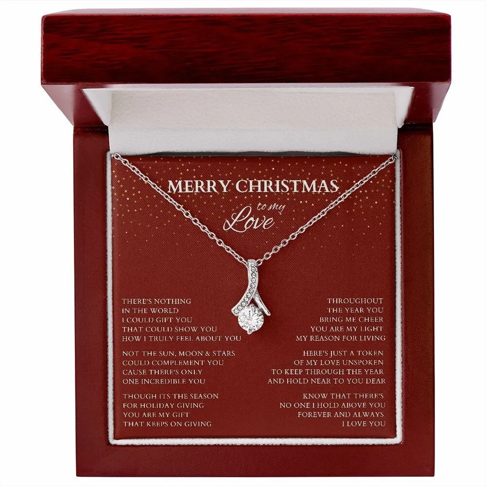 Wife Gift, Merry Christmas to My Love Necklace, Alluring Beauty Christmas Gift for Wife or Lover, Girlfriend Holiday Gift