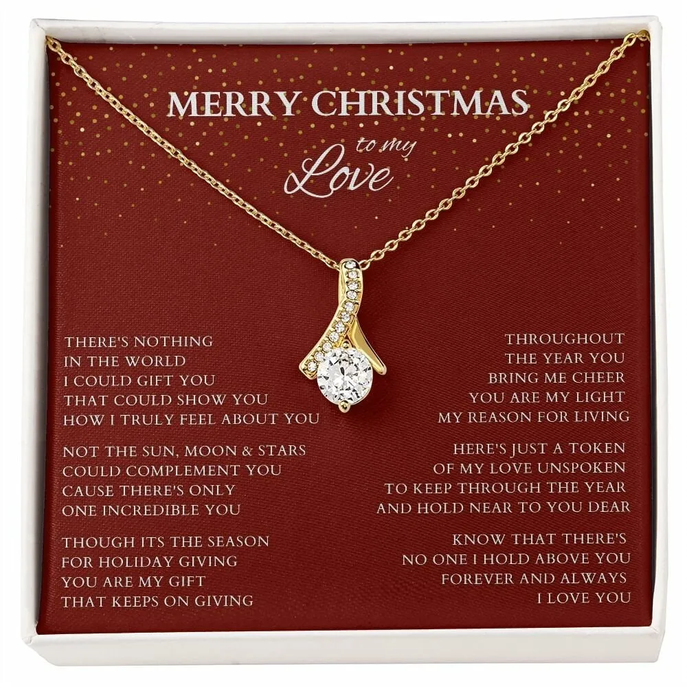 Wife Gift, Merry Christmas to My Love Necklace, Alluring Beauty Christmas Gift for Wife or Lover, Girlfriend Holiday Gift