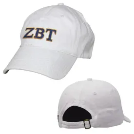Zeta Beta Tau White Greek Letter Adjustable Hat