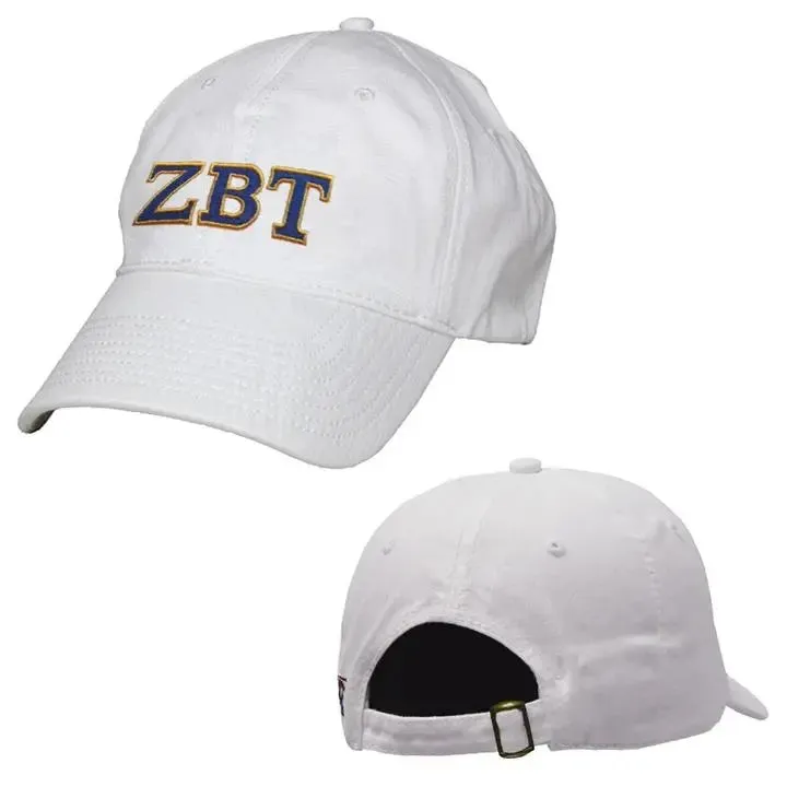 Zeta Beta Tau White Greek Letter Adjustable Hat